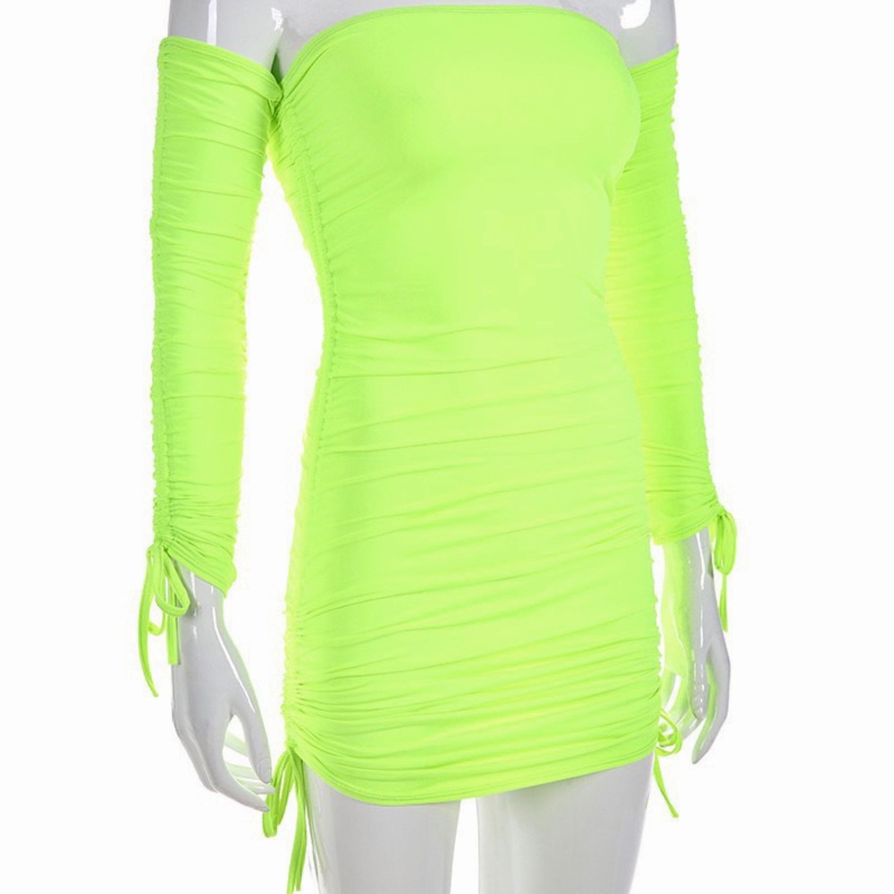 ππSuper hot neon lime stretchy mini dress - Picture 3 of 8